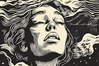 create awesome linocut illustration or linocut imitation