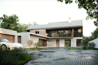 do 3d commercial building, cgi rendering, road elevation, multistory apartment
