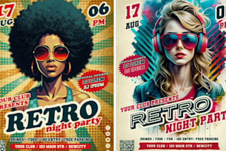 design retro vintage flyer, poster for music festival party event concert poster