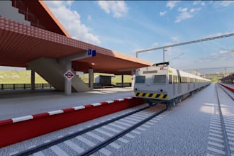 craft 3d train station,bridges,airport render,cgi realistic infrastructural road