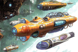 design spaceship, sci fi illustration and sci fi art