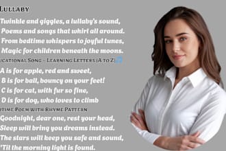 write engaging lullaby, children poem, kids songs, children rhythm poem pattern