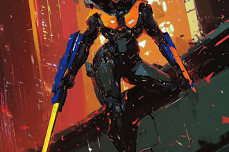 draw sci fi , cyberpunk , mecha, fantasy character design