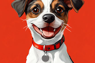 draw your dogs or any pets into cartoon portrait
