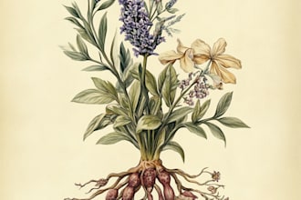 make a amazing botanical vector line art illustration
