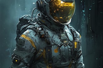 design a sci fi art , sci fi character and concept art illustration