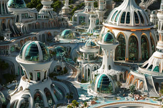 make illustration of science fiction city art