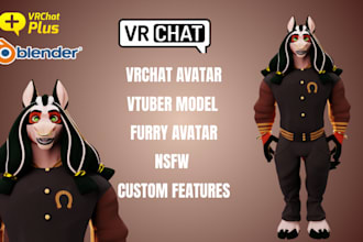 do custom 3d furry model, vrchat avatar, vr character, 3d vtuber model, nsfw