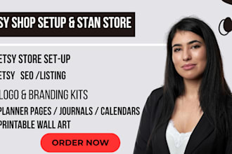 set up etsy shop stan store print on demand and digital product design