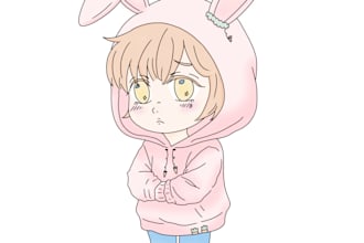 cute chibi, anime style character or sticker drawing