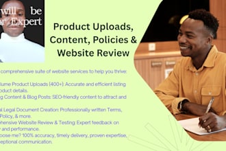 be your expert on product uploads, competing content, policies andwebsite review