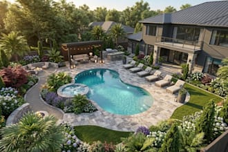 design landscape design , exterior design and 3d renderings