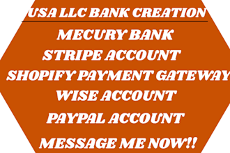 create a USA bank account, wise, payoneer, stripe, mecury for US non resident