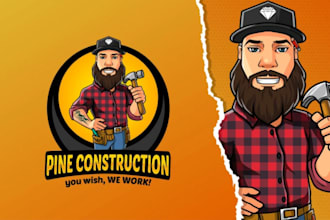 design unique mascot logo, handyman, gaming,  handyman log o