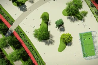 render 3d master plan, site plan, landscape, rv park and urban planning design