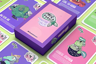 illustrate card game design card box mockup, design rule book or guide book