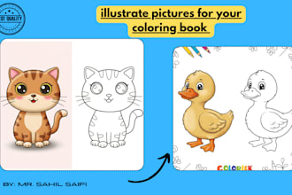 illustrate cute pictures for your coloring book