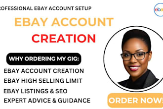 do ebay account creation with high selling limit ebay setup, ebay listing, SEO