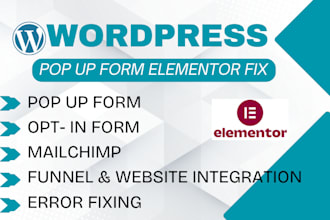 wordpress popup optin form, contact mailchimp pop up, fix elementor signup error