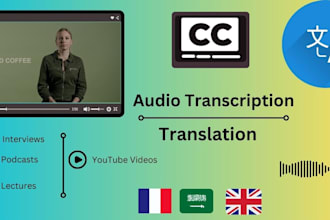 transcribe audio to text and rewrite it in arabic french or english
