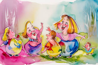 draw watercolor cartoon and illustration