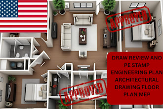 review and pe stamp architectural drawing floor plan mep for city approval