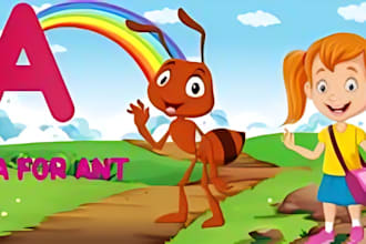 create 2d nursery rhymes animation for kids, 2d cartoon music video, short video