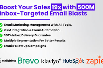 send 300 million bulk email blast, email marketing campaign to inbox and sms