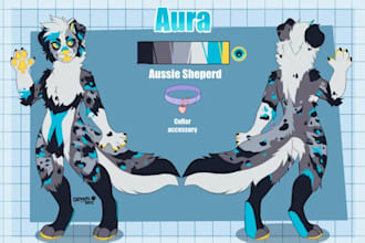 draw furry character reference sheet, furry anthro nsfw oc ref sheet for fursuit