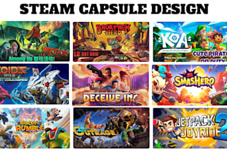 draw steam capsule game art banner page game ui environment character design