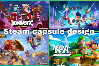 do steam capsule game poster game ui environment steam game character design