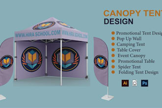 design professional canopy tent, pop up tent, table cover, flag design