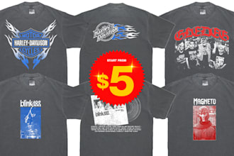 design custom bootleg or vintage look t shirt in under 24 hours