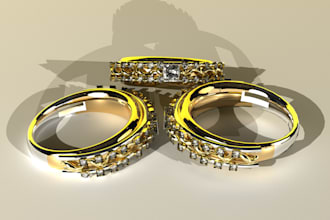 make 3d jewelry designs starting from 3d rendering, cad jewelry