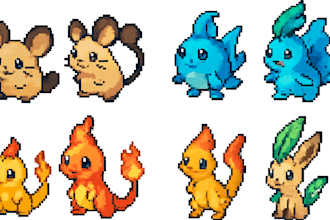 create a custom pokemon and fakemon sprites and pixel art