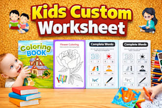 design custom kids worksheet, activity books, coloring books