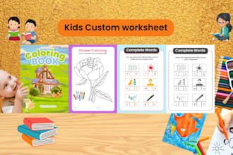 design custom kids worksheet, activity books, coloring books