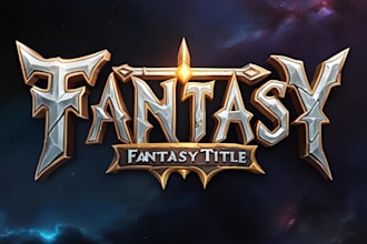 make 3d fantasy, sci fi, rpg game logo title in dark theme