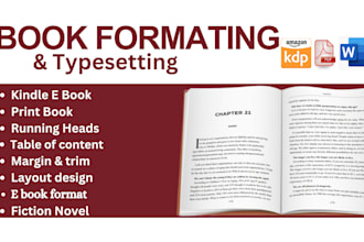 do book formatting ad book layout design for print and ebook,kindle ebook format