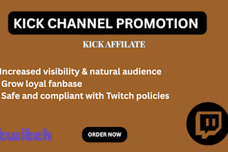 do organic twitch channel promotion, viewers, kick followers, chatters, affiliat
