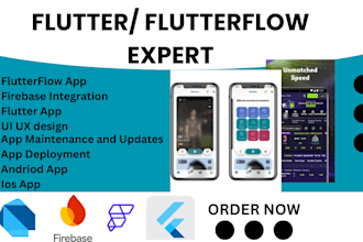 develop fix design flutter and flutterflow app with dart, firebase, API, UI UX