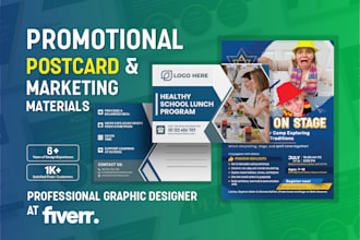 design promotional postcard, flyer, and marketing materials