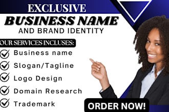 create catchy business name, logo design, slogan and web design for your brand