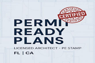 licensed architect blueprints plans pe stamp florida california permits ready