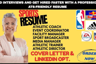 write athletic coach, trainer, event coordinator, manager and sport resume