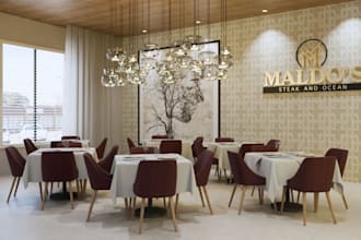 design 3d bar, restaurant and café, workshop interior, exterior rendering