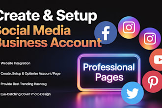 create and setup social media account and setup facebook business page