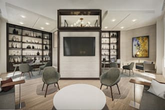 design 3d retail store, studio room, coffee shop bar clothing store within a day