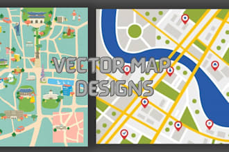 design quality vector map illustration, isometric map, event map, fantasy map