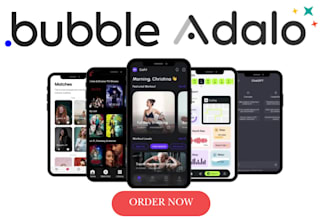 design bubble adalo glide flutterflow mobile app mvp saas website marketplace